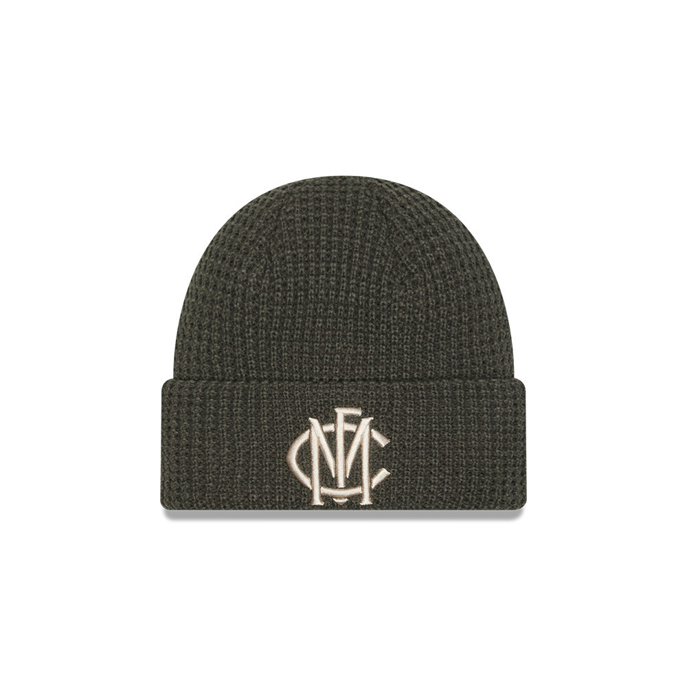 Melbourne Demons Beanie - 2025 AFL Dusty Charcoal Waffle Knit - New Era